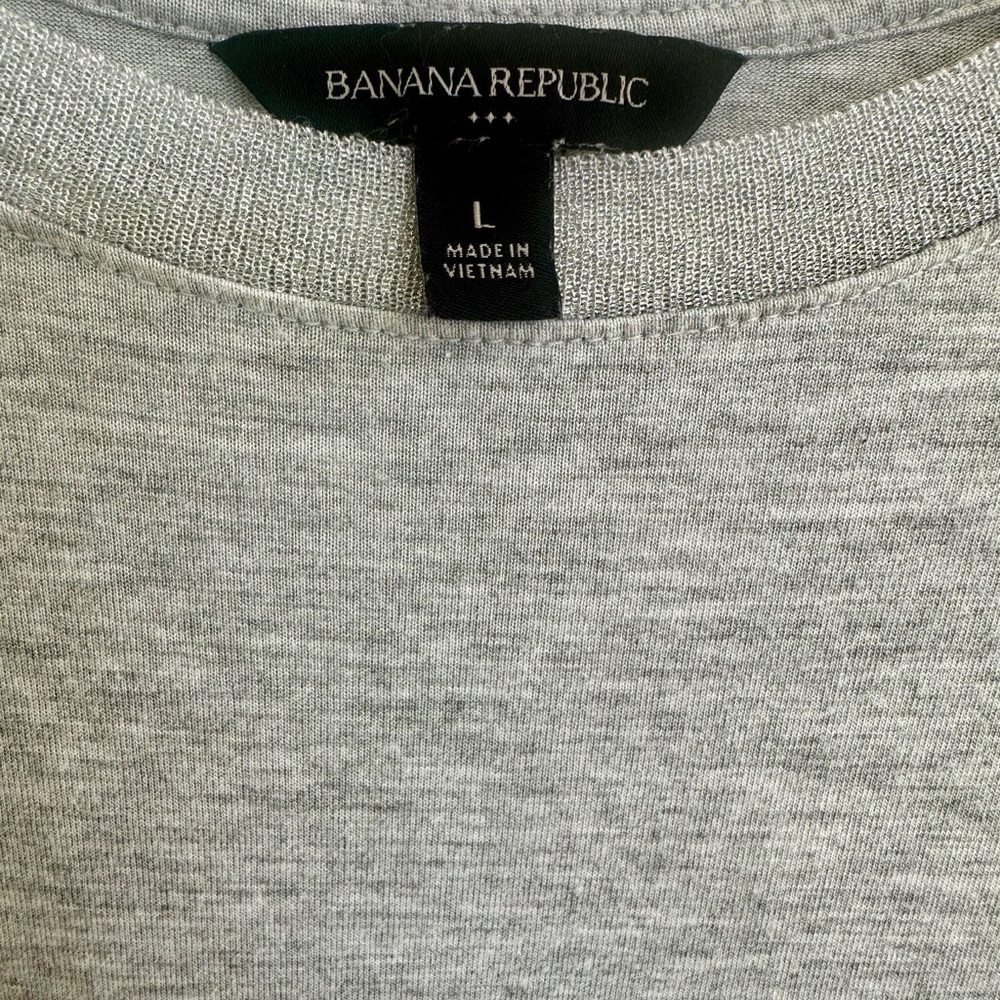 Banana Republic Gray Sleeveless Top with Sparkle Trim, Size L - Picture 2 of 8